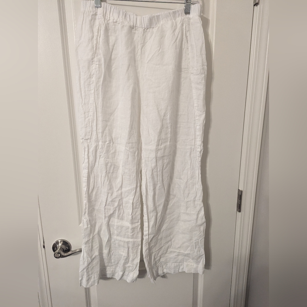 Velvet white flowy pants